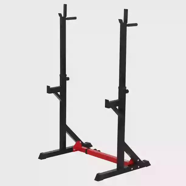Soozier 2-Piece Pair Steel Height and Base Adjustable Barbell Squat Rack and Bench Press