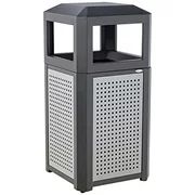 Safco Products Safco Products Evos Outdoor/Indoor Trash Can with Perforated Galvanized Steel Panel, 15 Gallon, Black