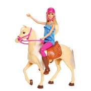 Barbie Doll & Horse Playset, Blonde Hair with Riding Accessories