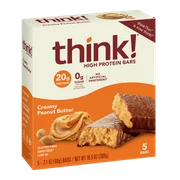 thinkThin Creamy Peanut Butter High Protein Bars, 2.1 Oz., 5 Count