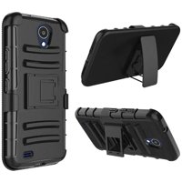 For AT&T Axia (2018) Case Advanced Hybrid Phone Cover Holster (Black/Black)