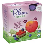 Plum Organics Applesauce Mashups Strawberry, Blackberry & Blueberry 3.17oz (Pack of 4)