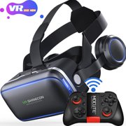 [Upgraded version]XGeek 2021 VR Glasses with Remote Controller, 3D Glasses Virtual Reality Headset for VR Games & 3D Movies, Eye Care System for iPhone and Android Smartphones 3D VR GlassesBlack