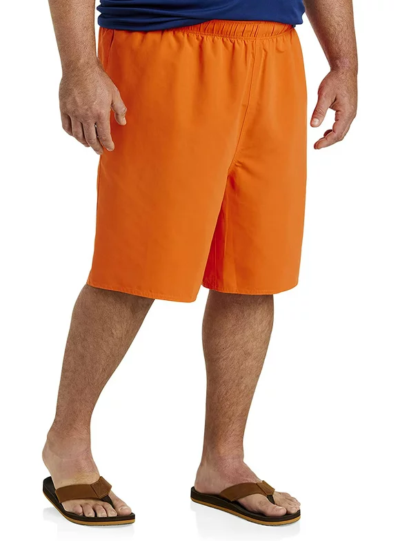Big and Tall Essentials by DXL Men's Quick-Dry Swim Trunks, Orange, 5XL