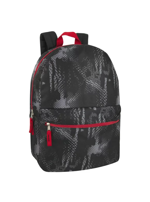Trailmaker, Printed Unisex Backpack with Pencil Pouch for School, Travel, Hiking, Camping for Kids - Black