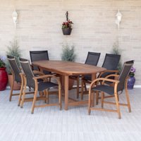 Amazonia Bahamas 7-Piece Extendable Oval Patio Dining Set, Eucalyptus Wood, Ideal for Outdoors and Indoors