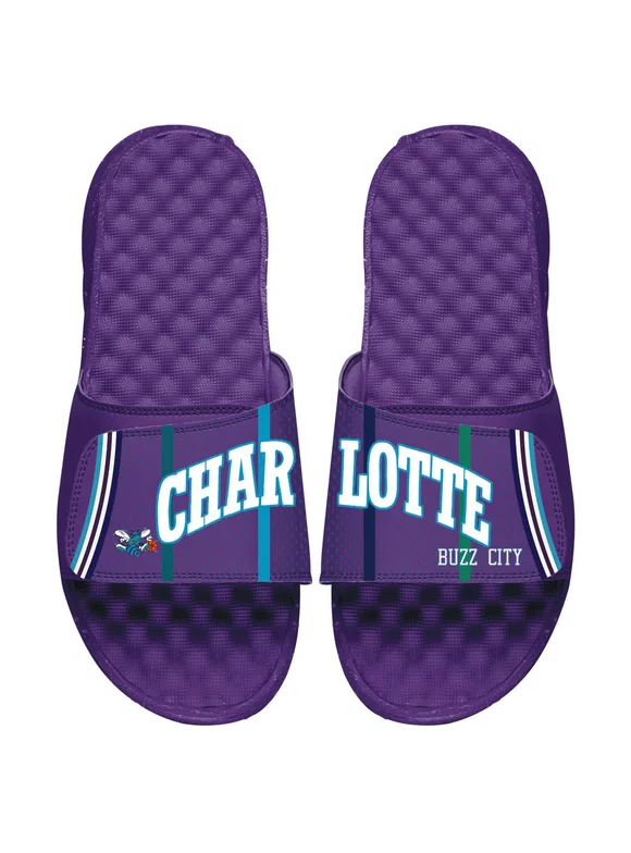 Men's ISlide Purple Charlotte Hornets Hardwood Classic Jersey Slide Sandals
