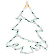15" Green and Yellow Lighted Tree Christmas Double Sided Window Silhouette Decoration