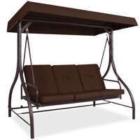 Best Choice Products 3-Seat Converting Outdoor Patio Canopy Swing Hammock - Brown