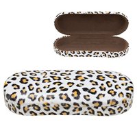 Hard Clamshell Eyeglass Case, Leopard Print Protective Glasses and Sunglasses Holder - For Kids & Adults, Men & Women - Brown