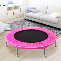 38" Mini Trampoline, BTMWAY Folding Fitness Trampoline Rebounder Exercises for Adults and Kids, Indoor Folding Small Jump Exercise Trampolines with Safty Pad, Max Load 180lbs, Pink, R070