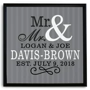 Personalized Happy Couple Framed Canvas - 16x16 - Mr. & Mr.