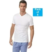 Fruit of the Loom Mens 8Pack White V-Neck Undershirts 100% Cotton T-Shirts, S