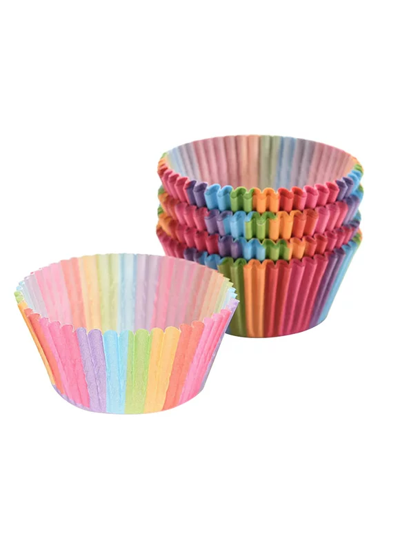 100 pcs Rainbow Color Cupcake Liner Cupcake Paper Baking Cup Muffin Cases Cake Mold Small Cake Box Cup Tray Decorating Tools