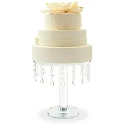 Crystal 10" Cake Stand with Glass Tassels, Dessert Pastry Candy Display Pedestal Holder
