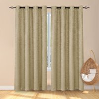 Subrtex Thermal Insulated Blackout Curtains for Bedroom, Set of 2 Panels, 53"84", Beige