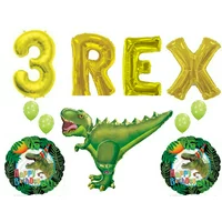 Three 3 Rex Happy Birthday Dinosaur Party Balloons Decorations Supplies