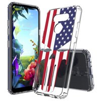 AquaFlex LG Harmony 4 (Cricket) Phone Case (Slim Shockproof Armor Hybrid Protector Cover) - USA Skull Flag