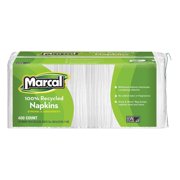100% Premium Recycled Luncheon Napkins - 6 pkgs./400 ct. each - 2,400 ct. total - 1 x 6 PACK, One-ply By Marcal