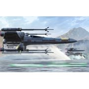 Star Wars Early X-Wing model cruising over a lake to attack the Empire Rolled Canvas Art - Kurt MillerStocktrek Images (