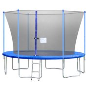 12FT Trampoline With Enclosure Net Ladder Outdoor Fitness Trampoline PVC Spring Cover Padding For Children And Adults