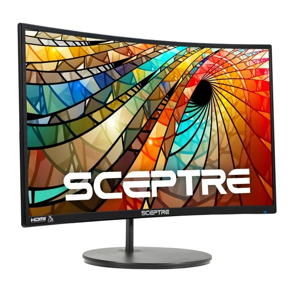 Sceptre 27" Curved 75Hz LED Monitor HDMI VGA Build-in Speakers, Edge-Less Metal Black 2019 (C275W-1920RN)