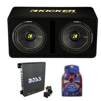 Kicker 12" 1200W Car Audio Subwoofer Enclosure and Mono Amplifier w/ Wiring Kit