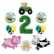 Tractor and Farm Animals 2nd Birthday Party Supplies Balloon Bouquet Decorations