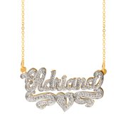Personalized Sterling Silver or 14K Gold Plated Nameplate Necklace with Beading and Rhodium with an 18 inch Link Chain