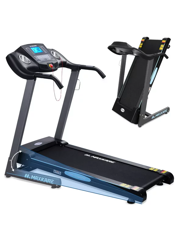 MaxKare 2.5 HP Power Treadmill with 12% Auto Incline Folding Treadmill Running Machine 8.5 MPH Speed with 15 Preset LCD Display for Home Use Gifts, 220lbs