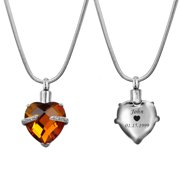 Anavia Personalized Heart Crystal Cremation Urn Necklace Jewelry For Ashes Human Pet Remains Funeral Casket Locket Engraving with Free Funnel Kit Gift Box Ship Next Day! [November - Topaz]