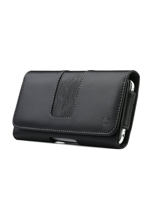 Belt Holster Case for Samsung Galaxy A14 5G - Horizontal Executive Synthetic PU Leather Magnetic Closure Phone Carrying Case Pouch - Black