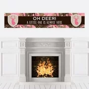 Pink Gone Hunting - Deer Hunting Girl Camo Baby Shower Decorations Party Banner