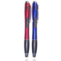 [2-PACK] 3-in-1 Stylus Pen [Stylus w +  Ballpoint Pen + LED Flashlight] For Touch Screen Smartphones Tablets [Red + Blue]