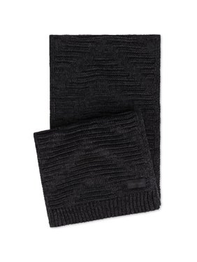 Calvin Klein Mens Textured Scarf, Black, Long (60 in. And Up)