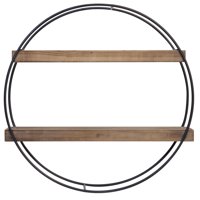 Gallery Solutions Industrial Round Metal and Wood Wall Shelf