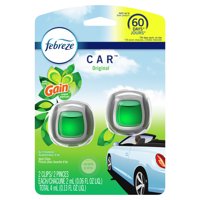 Febreze Car Odor-Eliminating Air Freshener, Gain Original, 2 Ct