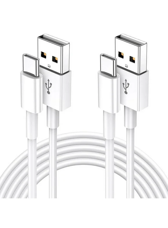 Afflux USB-C Cable (4ft, White) Type C Fast Charger Cord, 3A USB-A to USB-C Fast Charging Cable for Samsung Galaxy S24 S23 S22 S21 S20 Ultra Plus, iPhone 15 / 15 Pro / 15 Pro Max / 15 Plus [2 Pack]