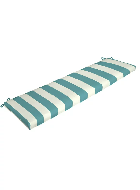 Mainstays 17"x 46" Turquoise Stripe Rectangle Outdoor Bench Cushion, 1 Piece