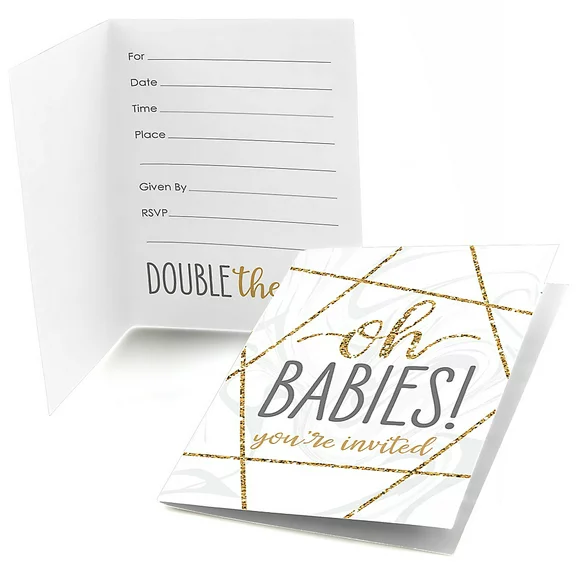 It's Twins - Fill in Gold Twins Baby Shower Invitations (8 Count)