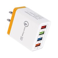 Winnereco 4 USB Travel Wall Charger 3A Fast Charging Charger US Plug Adapter (Orange)