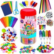 Assorted Arts and Crafts Supplies for Kids- D.I.Y. Collage School Crafting Materials Supply Set, Craft Art Material Kit in Bulk for Kids Age 4 5 6 7 8 9 Years Old Boy Girls