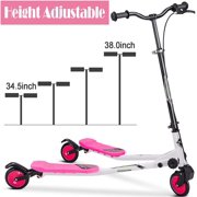 Kids Scooter 3 Wheel Scooter Self Push Drift, 4 Height Adjustable Swing Scooters for Kids, Foldable Outdoor Scooter for Toddlers, Kids Toys Christmas Gifts for Boys Girls, Steel Frame, Q11983