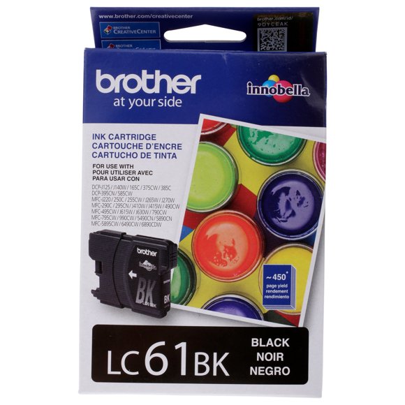 Brother Genuine Standard-yield Black Printer Ink Cartridge, LC61BK