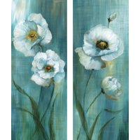 Prinz Forest Blossoms 8'' x 20'' Green-White Canvas Wall Art, Set of 2
