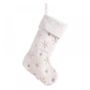 Pretty Comy Snowflakes Embroidered White Plush Christmas Stockings Candy Socks Gifts Bag With Hanging Loops Xmas Tree Fireplace Seasonal Decorations