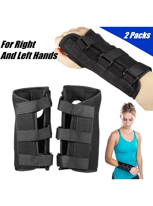 Kadell 1 Pair L Breathable Carpal Tunnel 2 Wrist Brace Support Splint Sprain Forearm Band 3 Straps Adjustable (Right and Left Hands)