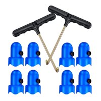 Suzicca 8Pcs 1.5 Inch Blue Caps with Screw Thumb + 2Pcs Black T-hooks Trampoline Spring Pull Tools Kit
