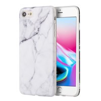 iPhone 8 Case IMD Printing Slim-Fit Anti-Scratch Shock Proof Anti-Finger Print Flexible TPU Gel Case For iPhone 8 4.7 inch Display - White, Support Wireless Charging, Slim Fit, Light Weight
