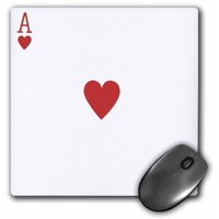 3dRose Ace of Hearts playing card - Red Heart suit - Gifts for cards game players of poker bridge games, Mouse Pad, 8 by 8 inches